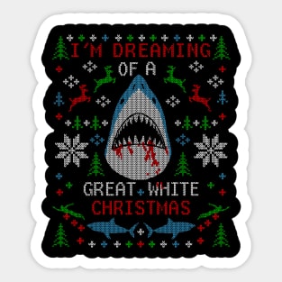 I'm Dreaming of a Great White Christmas Shark Ugly Christmas Sweater Sticker